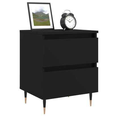 Sleek Black Bedside Cabinet 40x35x50 cm - Engineered Wood