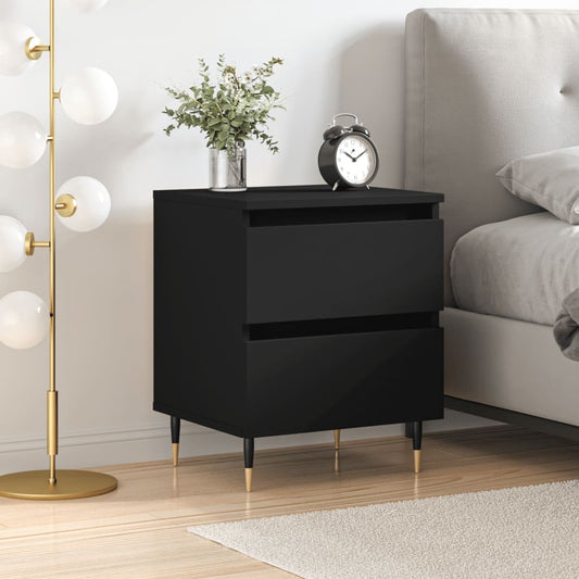 Sleek Black Bedside Cabinet 40x35x50 cm - Engineered Wood