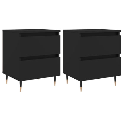 Black Bedside Cabinets Set of 2, 40x35x50cm, Engineered Wood