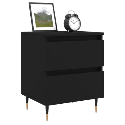 Black Bedside Cabinets Set of 2, 40x35x50cm, Engineered Wood
