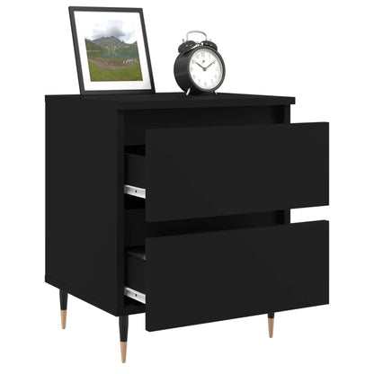Black Bedside Cabinets Set of 2, 40x35x50cm, Engineered Wood