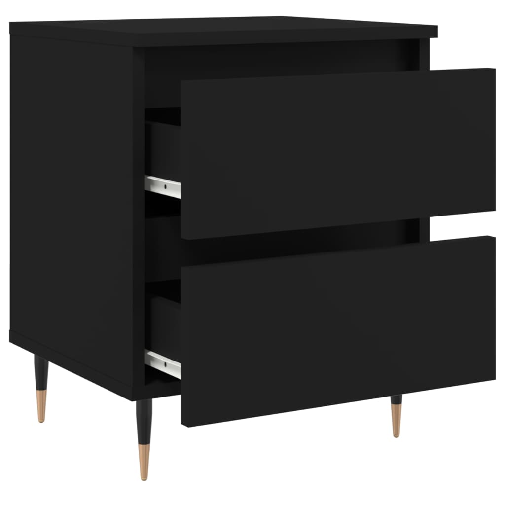 Black Bedside Cabinets Set of 2, 40x35x50cm, Engineered Wood