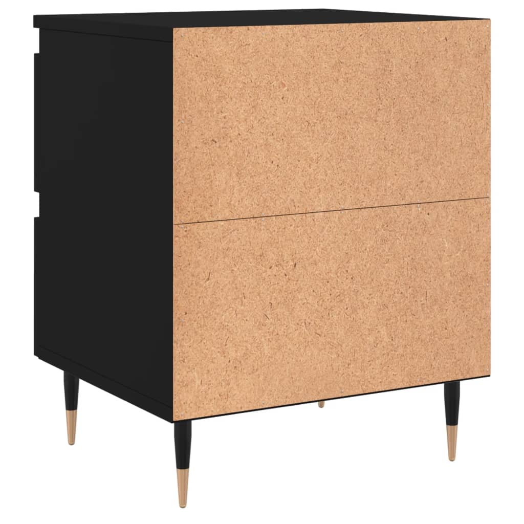 Black Bedside Cabinets Set of 2, 40x35x50cm, Engineered Wood