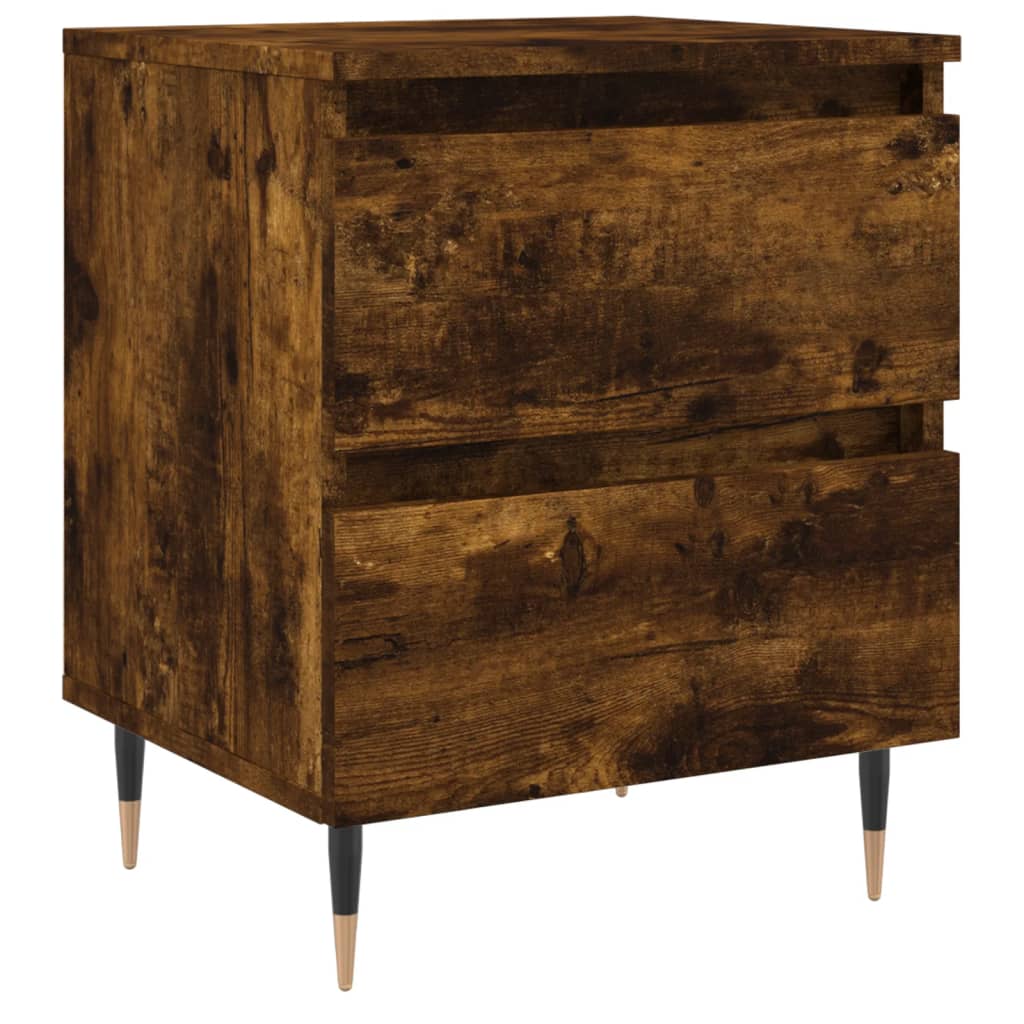 Smoked Oak Bedside Cabinet 40x35x50cm - Engineered Wood