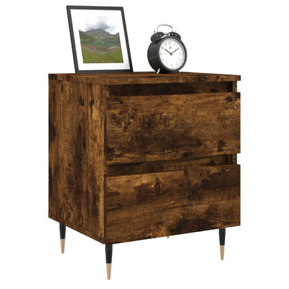 Smoked Oak Bedside Cabinet 40x35x50cm - Engineered Wood