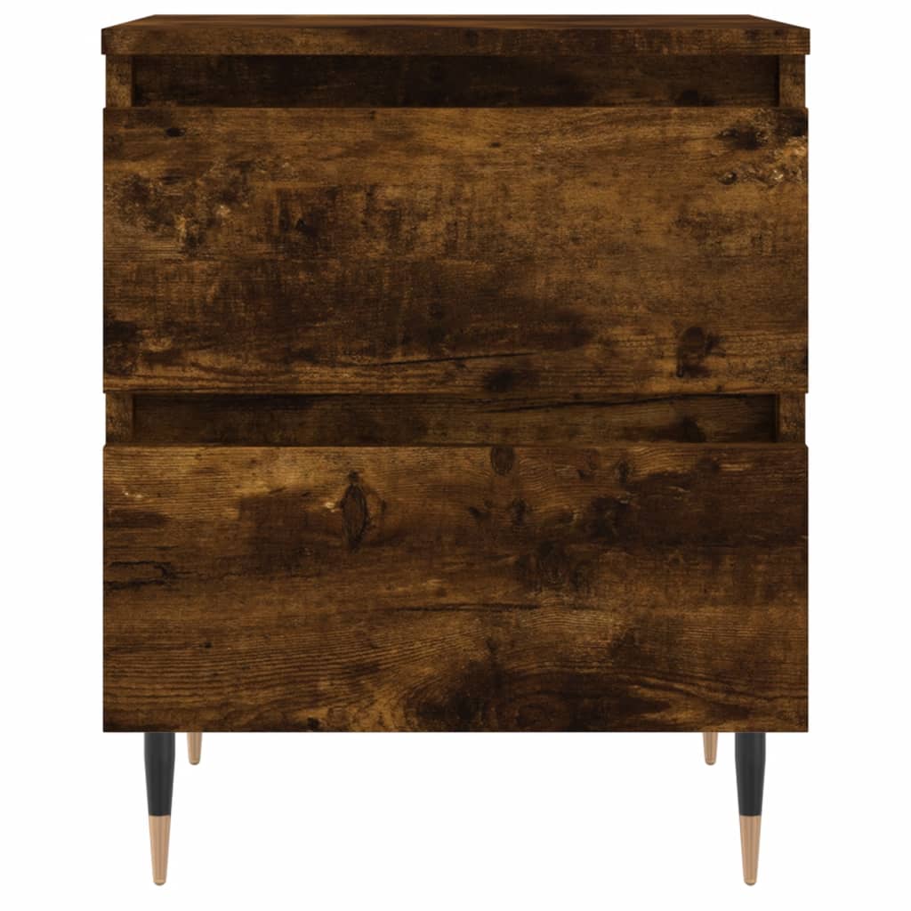 Smoked Oak Bedside Cabinet 40x35x50cm - Engineered Wood