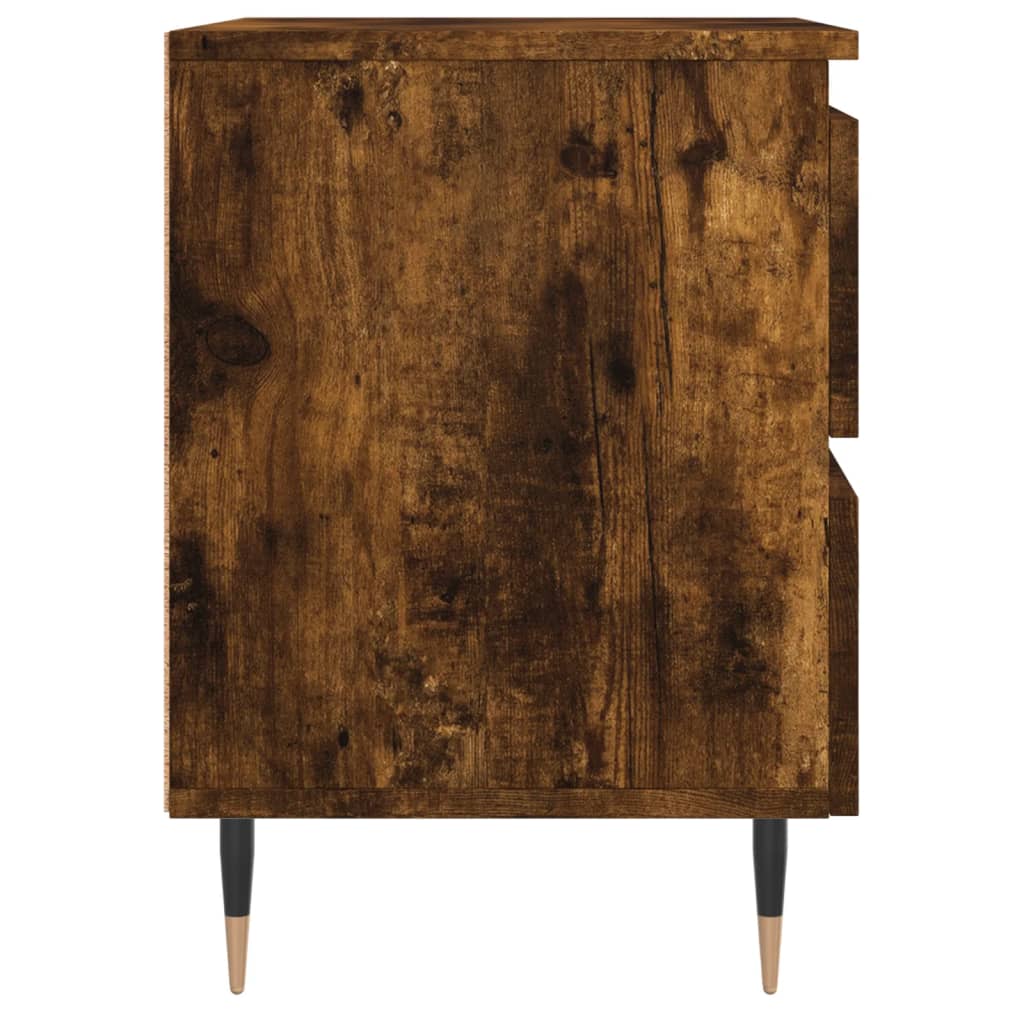 Smoked Oak Bedside Cabinet 40x35x50cm - Engineered Wood