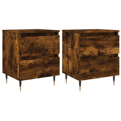 Smoked Oak Bedside Cabinets Set of 2 - 40x35x50 cm Engineered Wood