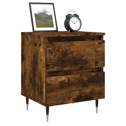 Smoked Oak Bedside Cabinets Set of 2 - 40x35x50 cm Engineered Wood