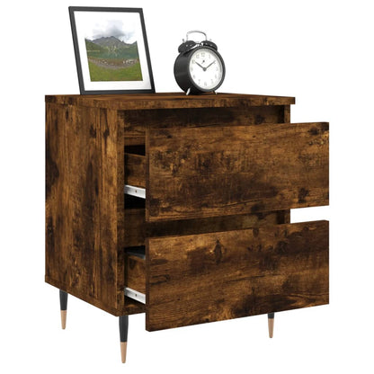 Smoked Oak Bedside Cabinets Set of 2 - 40x35x50 cm Engineered Wood