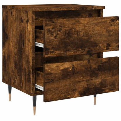 Smoked Oak Bedside Cabinets Set of 2 - 40x35x50 cm Engineered Wood