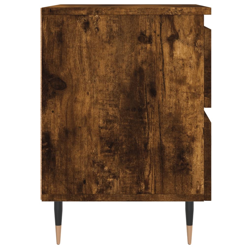 Smoked Oak Bedside Cabinets Set of 2 - 40x35x50 cm Engineered Wood