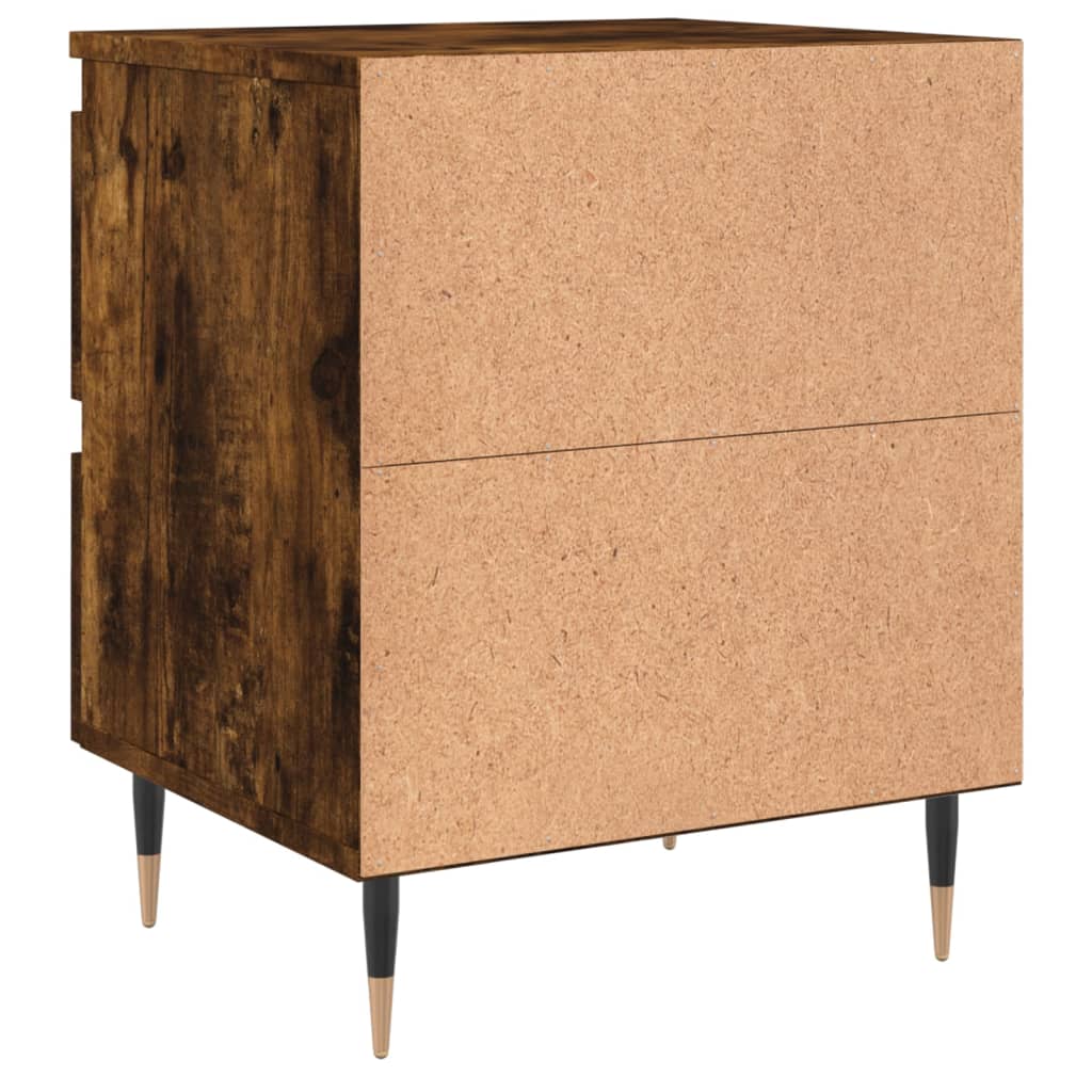 Smoked Oak Bedside Cabinets Set of 2 - 40x35x50 cm Engineered Wood