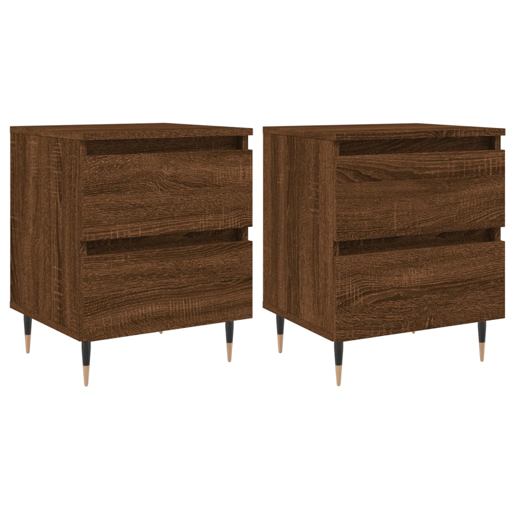 Brown Oak Bedside Cabinets, Set of 2, 40x35x50 cm, Engineered Wood