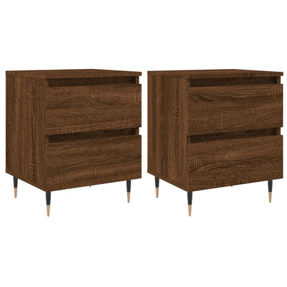 Brown Oak Bedside Cabinets, Set of 2, 40x35x50 cm, Engineered Wood