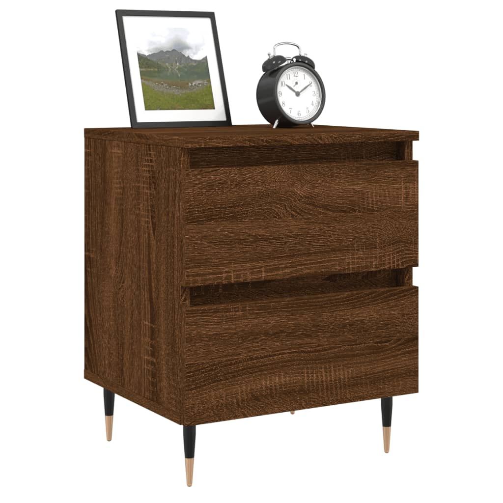 Brown Oak Bedside Cabinets, Set of 2, 40x35x50 cm, Engineered Wood