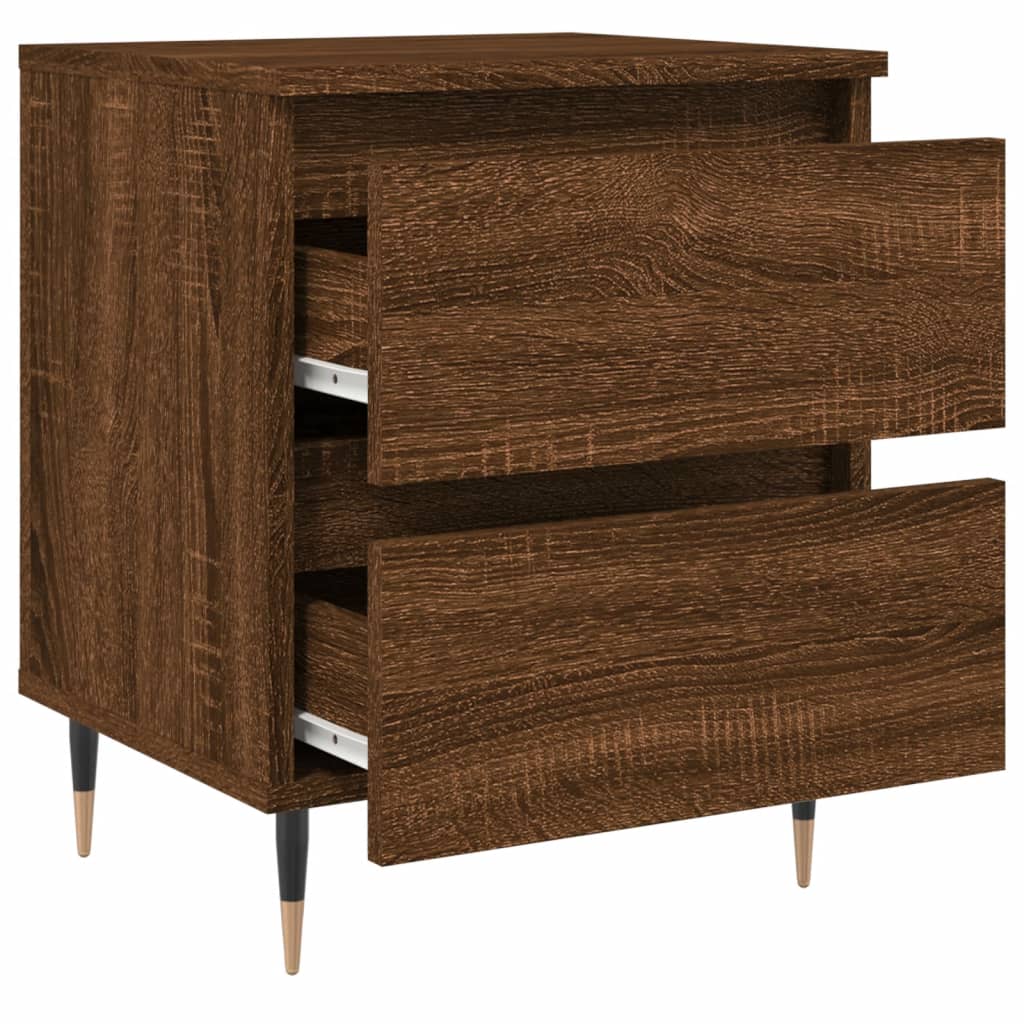 Brown Oak Bedside Cabinets, Set of 2, 40x35x50 cm, Engineered Wood