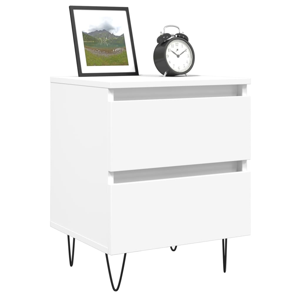 White Engineered Wood Bedside Cabinet 40x35x50 cm