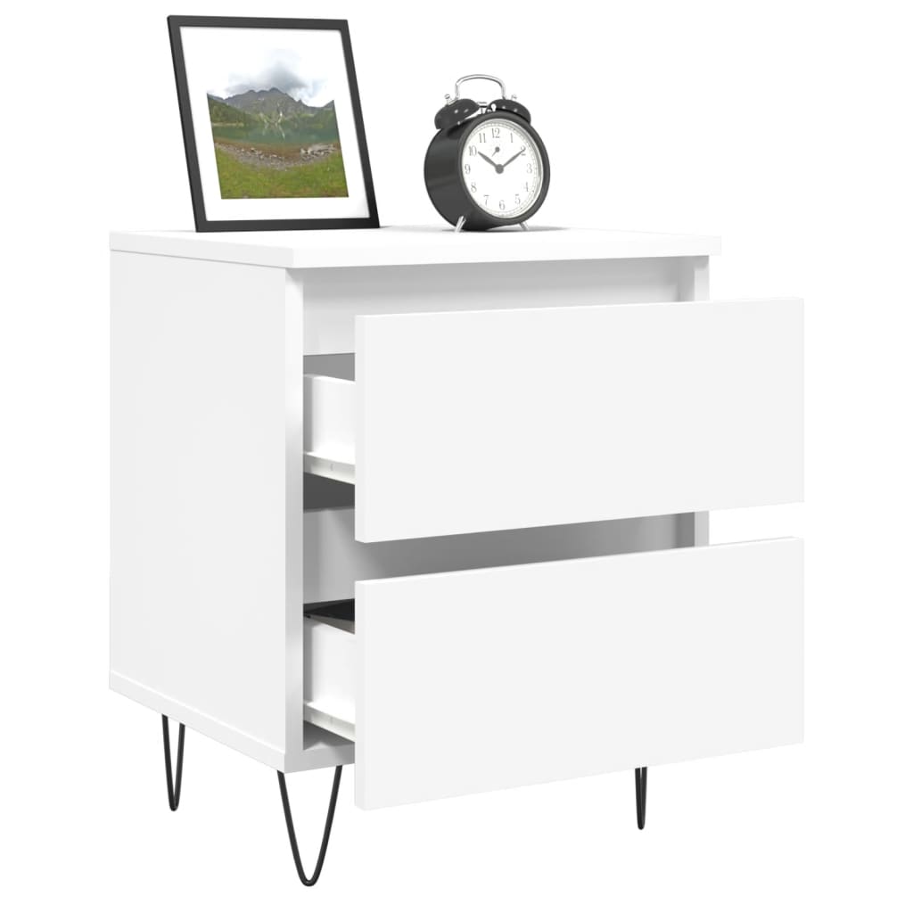 White Engineered Wood Bedside Cabinet 40x35x50 cm