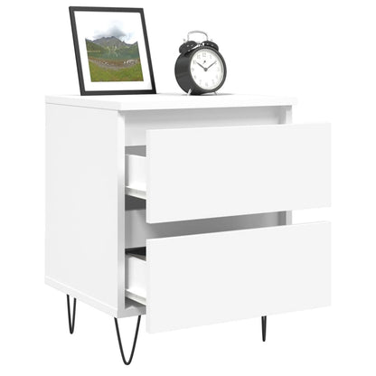 White Engineered Wood Bedside Cabinet 40x35x50 cm