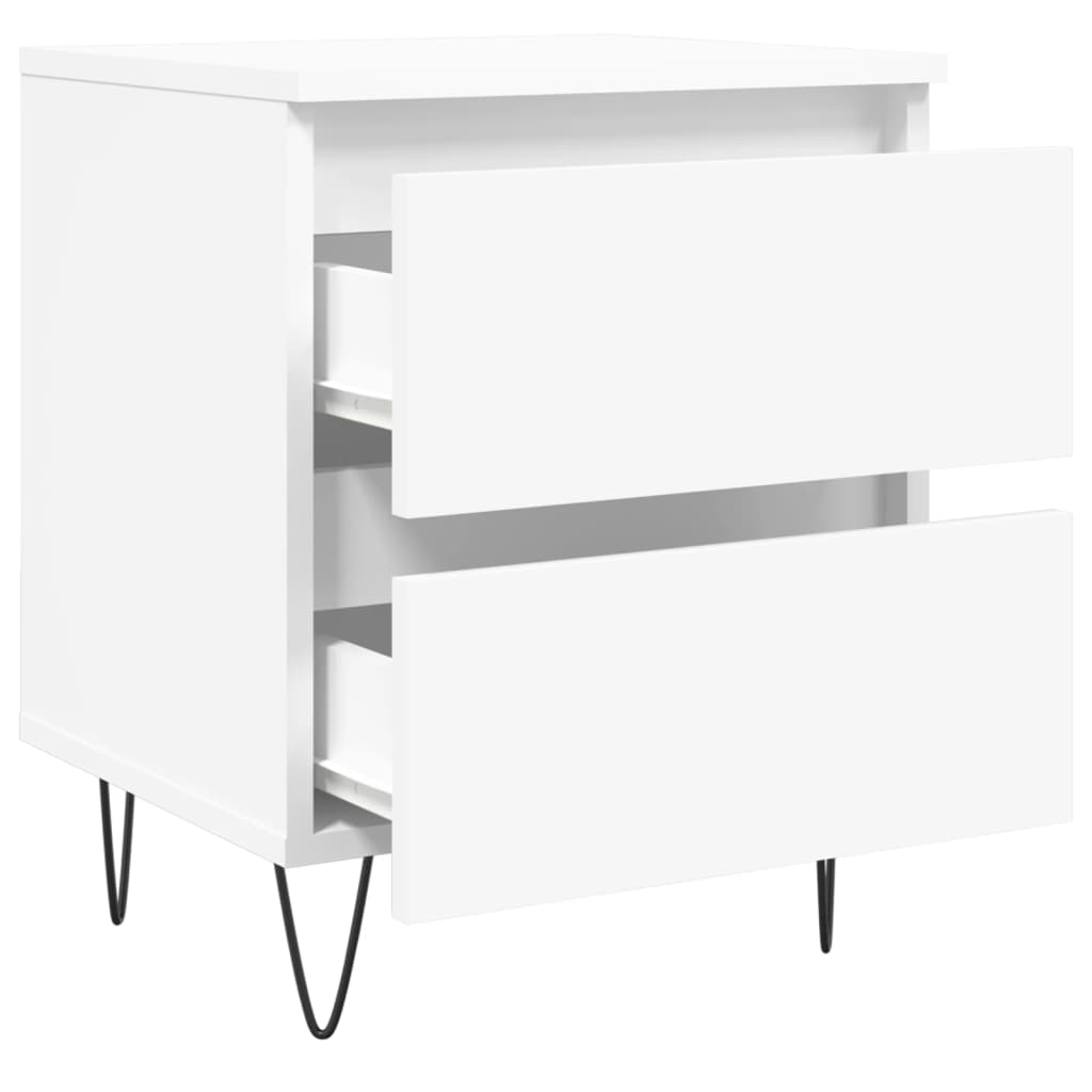 White Engineered Wood Bedside Cabinet 40x35x50 cm