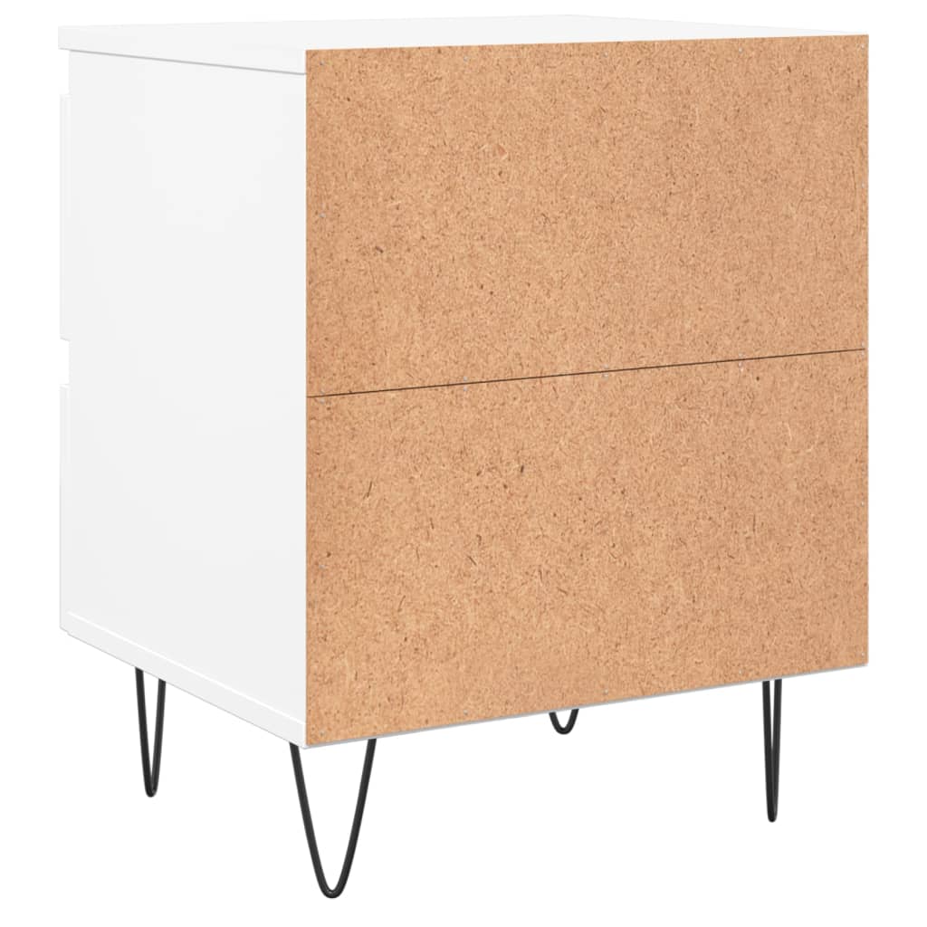 White Engineered Wood Bedside Cabinet 40x35x50 cm