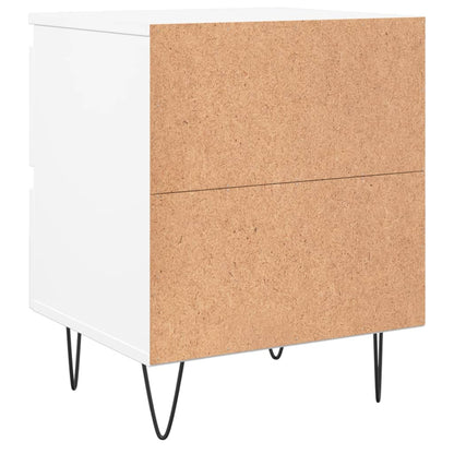 White Engineered Wood Bedside Cabinet 40x35x50 cm