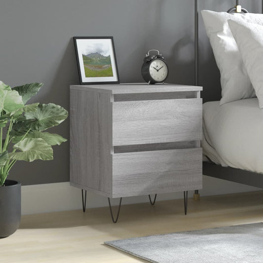 Modern Grey Sonoma Bedside Cabinet 40x35x50 cm - Engineered Wood