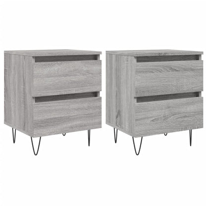 Grey Sonoma Bedside Cabinets Set of 2 - Engineered Wood, 40x35x50 cm