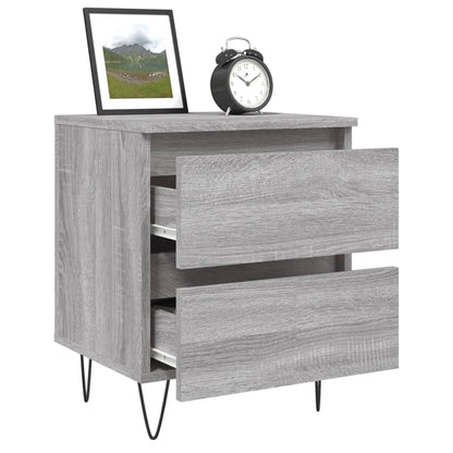 Grey Sonoma Bedside Cabinets Set of 2 - Engineered Wood, 40x35x50 cm