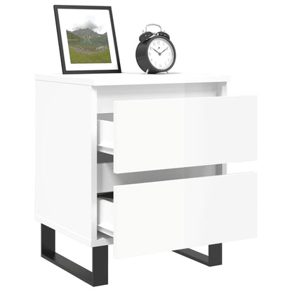 High Gloss White Bedside Cabinets Set, Engineered Wood, 2 Pcs