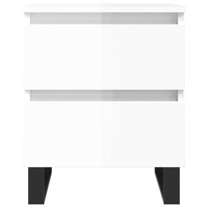 High Gloss White Bedside Cabinets Set, Engineered Wood, 2 Pcs