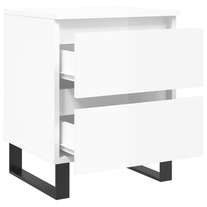 High Gloss White Bedside Cabinets Set, Engineered Wood, 2 Pcs