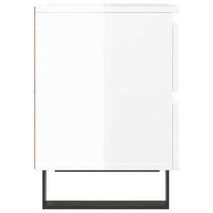 High Gloss White Bedside Cabinets Set, Engineered Wood, 2 Pcs