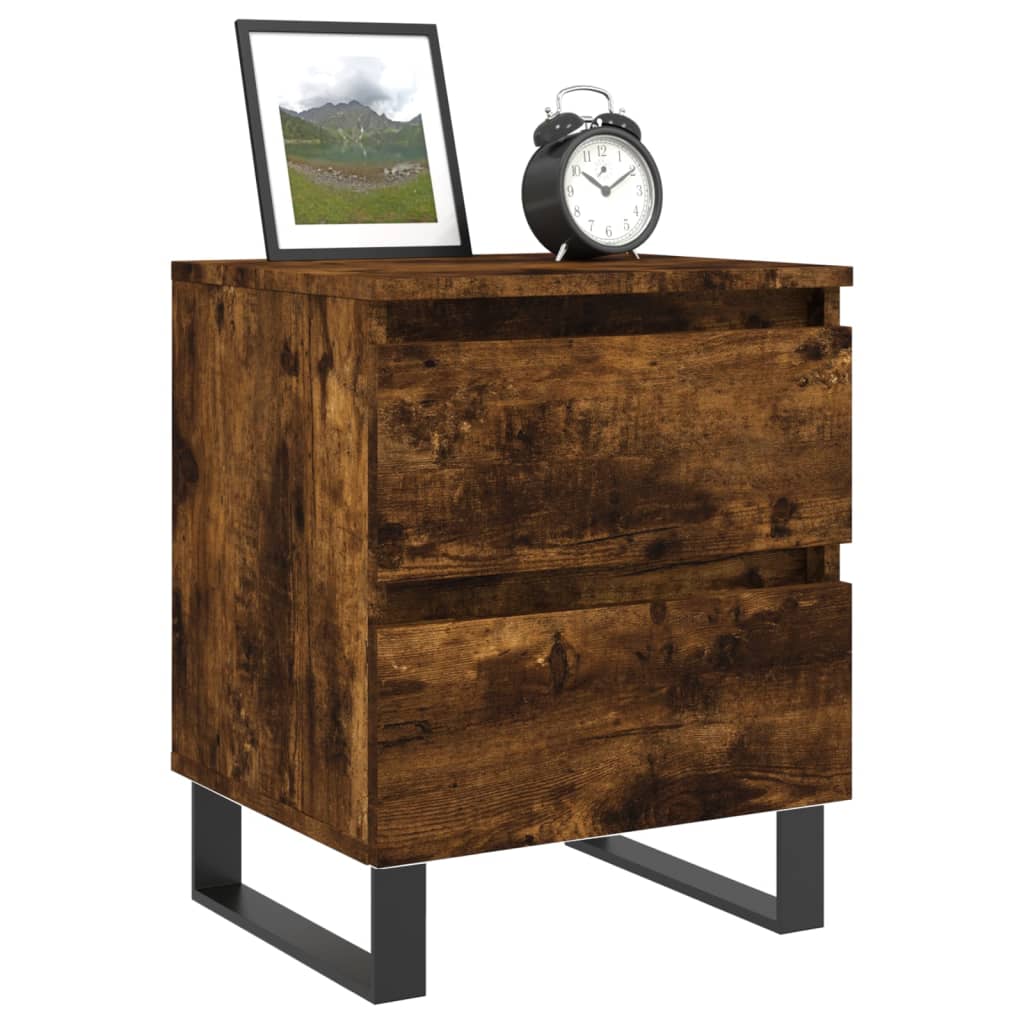 Smoked Oak Bedside Cabinets Set 2pcs, Engineered Wood, 40x35x50 cm