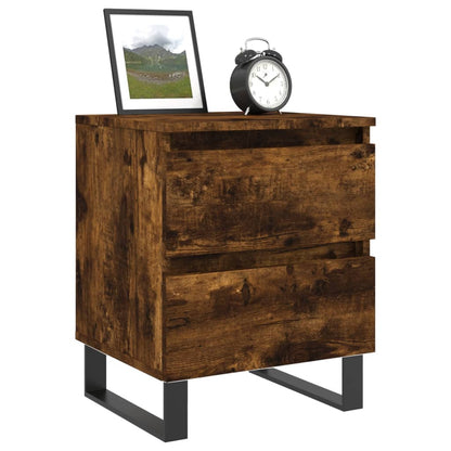 Smoked Oak Bedside Cabinets Set 2pcs, Engineered Wood, 40x35x50 cm