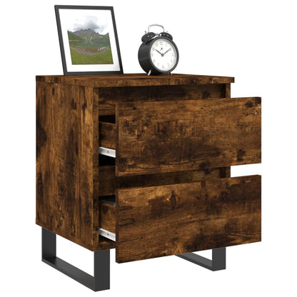 Smoked Oak Bedside Cabinets Set 2pcs, Engineered Wood, 40x35x50 cm