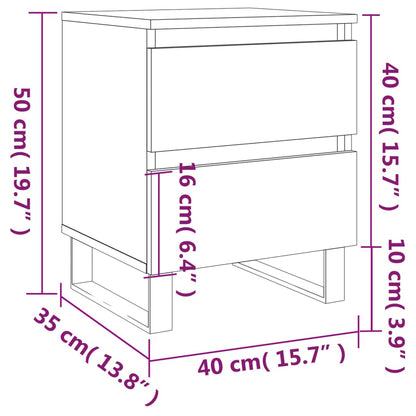 Smoked Oak Bedside Cabinets Set 2pcs, Engineered Wood, 40x35x50 cm