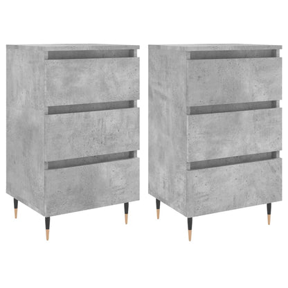 Concrete Grey Bedside Cabinets Set of 2 - Engineered Wood, 40x35x69cm