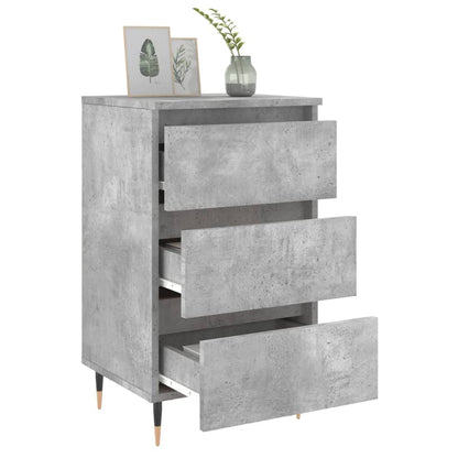 Concrete Grey Bedside Cabinets Set of 2 - Engineered Wood, 40x35x69cm