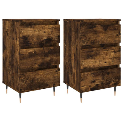 Smoked Oak Bedside Cabinets Set of 2 - 40x35x69 cm Engineered Wood