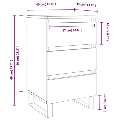 White Bedside Cabinets Set of 2, 40x35x69 cm - Engineered Wood