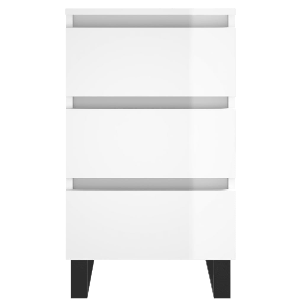 High Gloss White Bedside Cabinets Set of 2, 40x35x69 cm Wood