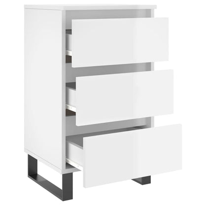 High Gloss White Bedside Cabinets Set of 2, 40x35x69 cm Wood