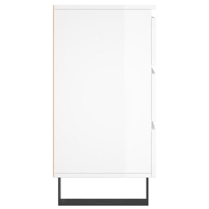 High Gloss White Bedside Cabinets Set of 2, 40x35x69 cm Wood
