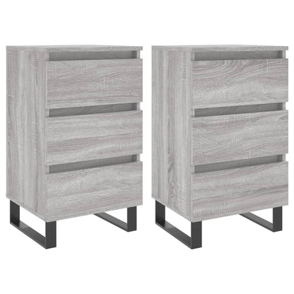 2 Grey Sonoma Bedside Cabinets 40x35x69 cm Engineered Wood