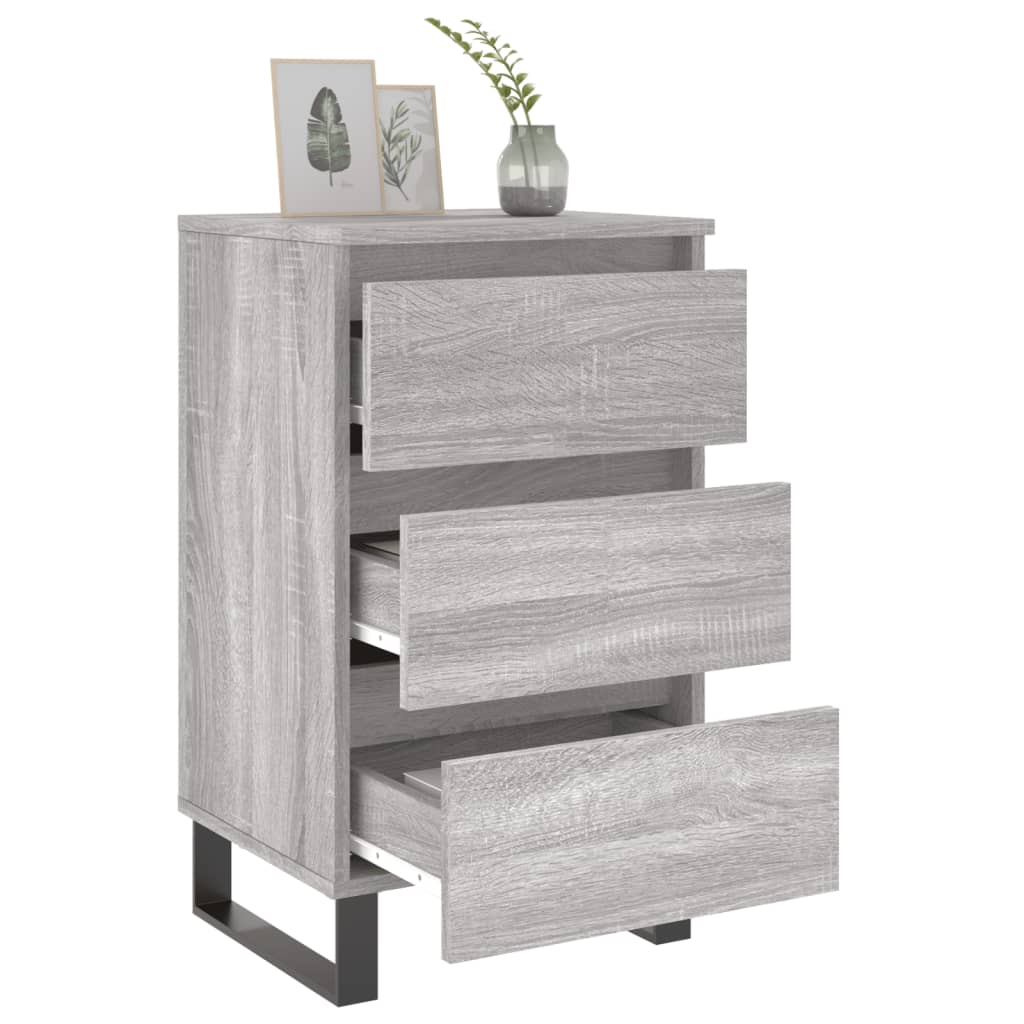 2 Grey Sonoma Bedside Cabinets 40x35x69 cm Engineered Wood