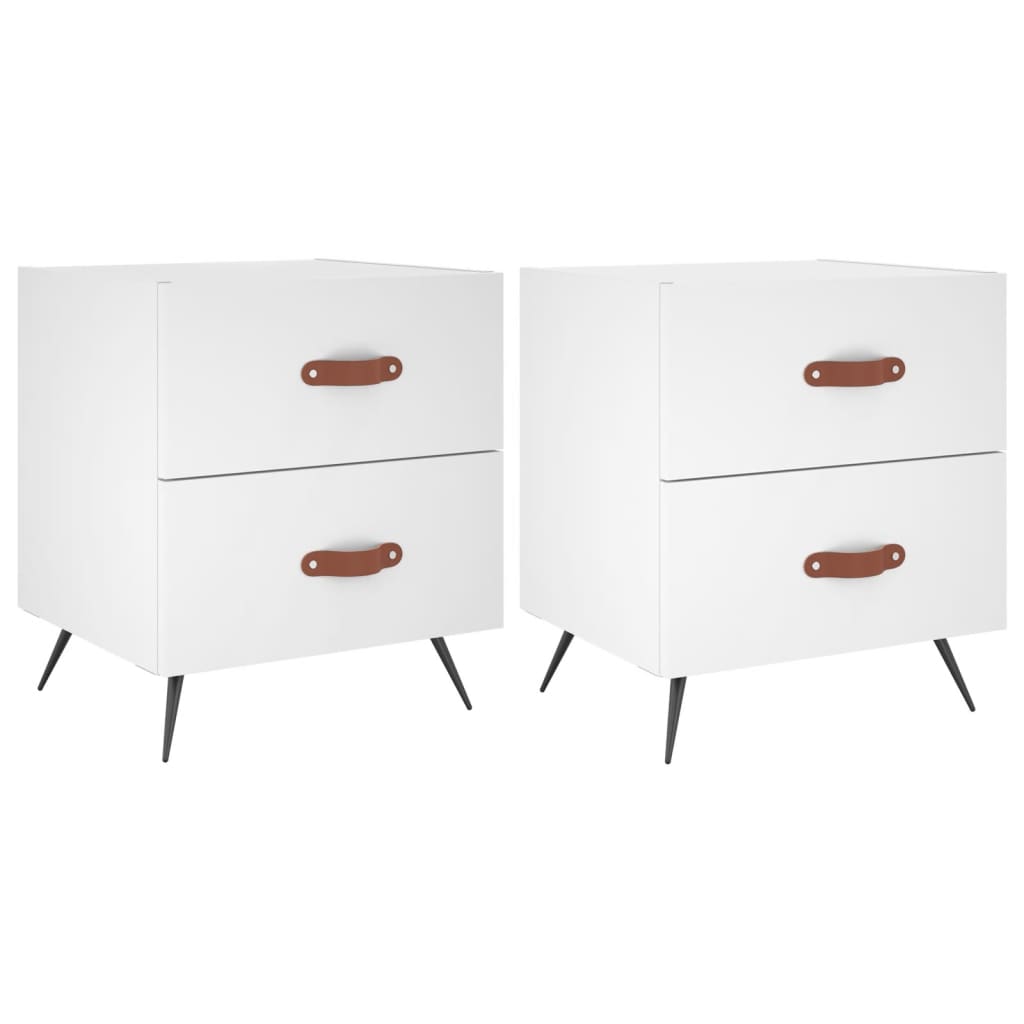 White Engineered Wood Bedside Cabinets 2pcs - 40x35x47.5 cm