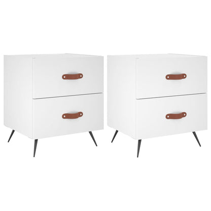 White Engineered Wood Bedside Cabinets 2pcs - 40x35x47.5 cm