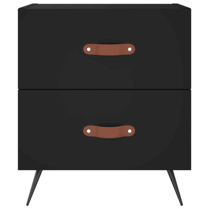 2 Black Engineered Wood Bedside Cabinets 40x35x47.5 cm